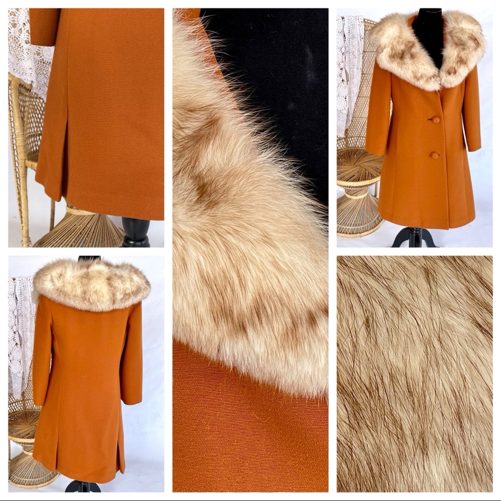 Era1960’s Gorgeous Tailored Coat with real fur S-M - Picture 3 of 9